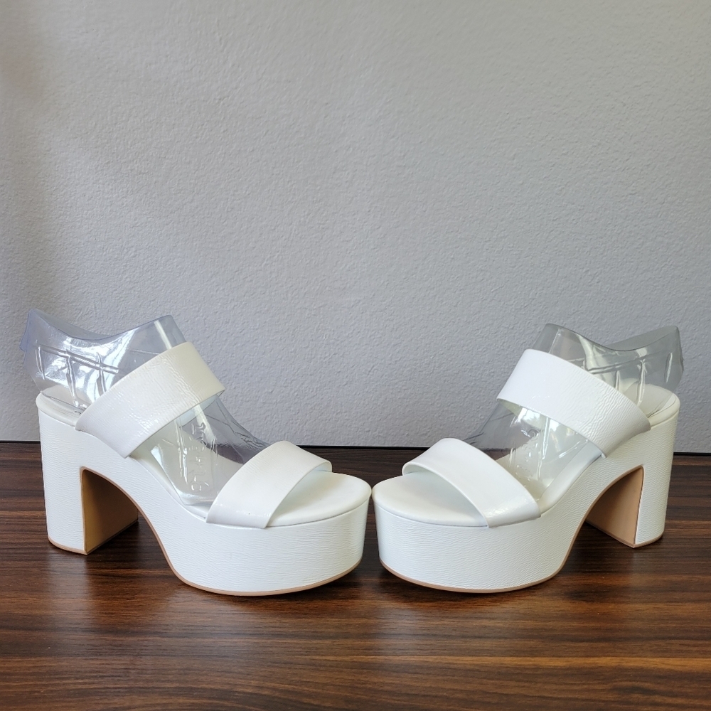 JEFFREY CAMPBELL // ltd ed denate platform block heeI white crinkle patent - Picture 8 of 12